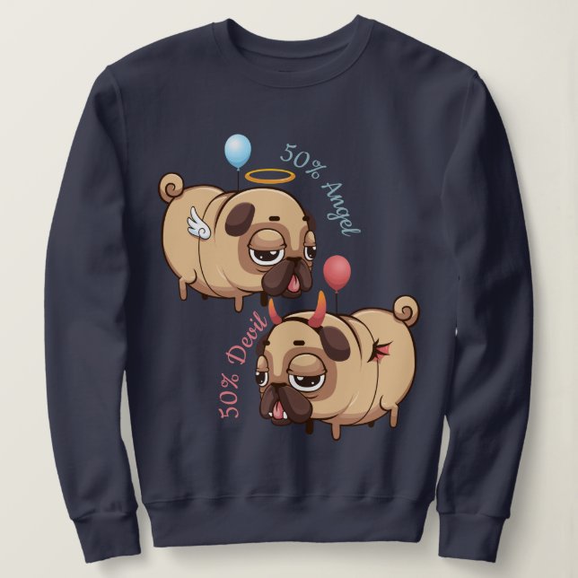 Moletom Anjo/Diabo de Pug Bonito (Frente do Design)
