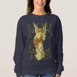 Moletom Anjo Vintage com Rosas em Moldura Ornamentada
