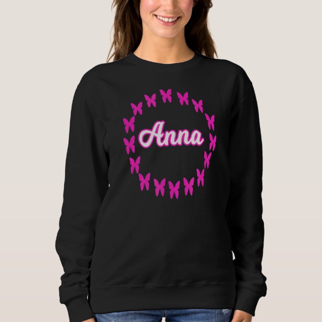 Moletom Anna Name Com Borboletas Rosa (Frente)