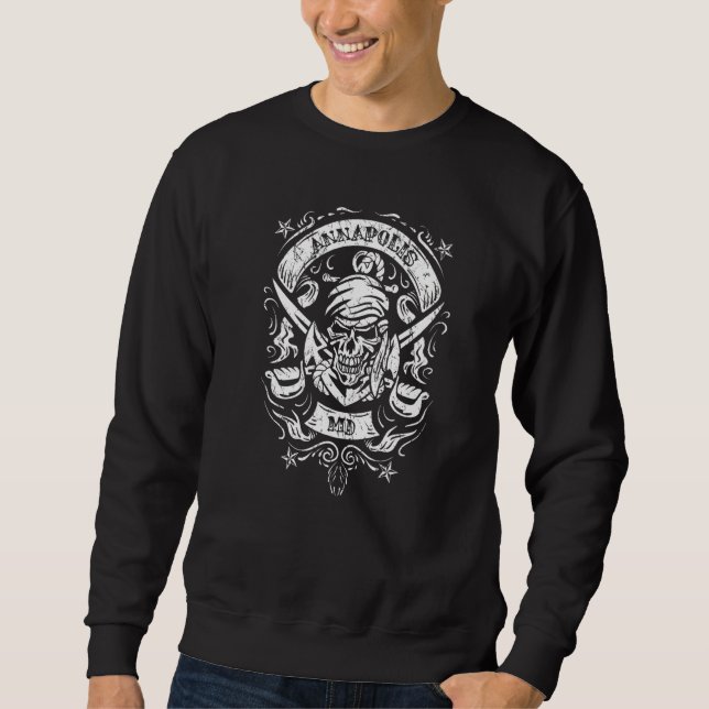 Moletom Annapolis Maryland Pirate Skull and Crossed Swords (Frente)
