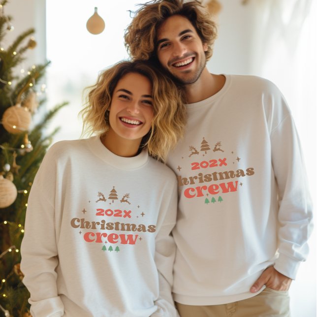 Moletom Ano personalizado dos tripulantes de Natal (Custom Year Matching Holiday Christmas Crew men's Sweatshirt)