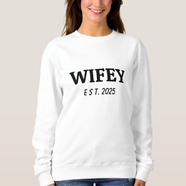 Moletom Ano personalizado Wifey/Husby, Fiance Gift (Frente)