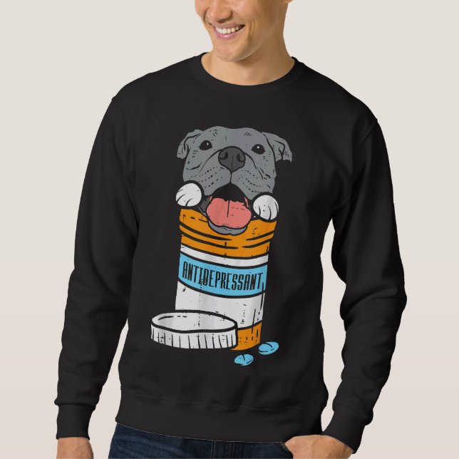 Moletom Antidepressivo Cão Engraçado Pitbull (Frente)