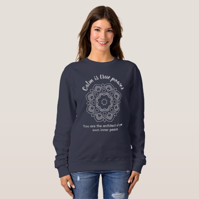 MOLETOM ANTISTRESS WHITE MANDALA CALM IS TRUE SUPERPOWER  (Frente Completa)