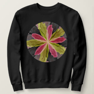 Moletom Antracite verde rosa Fantasia Flor Arte Fractal
