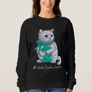 Moletom Anxiety Disorder Awareness Month Teal Ribbon Cat