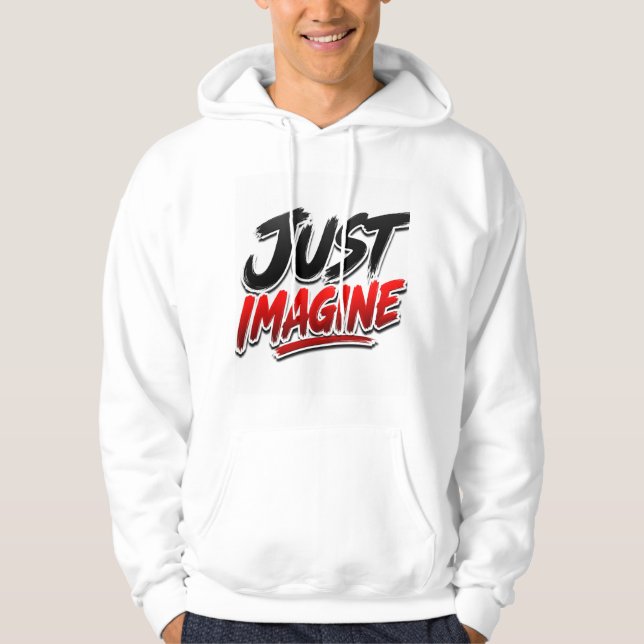 Moletom Apenas Imagine Capuz de Tipografia (Frente)
