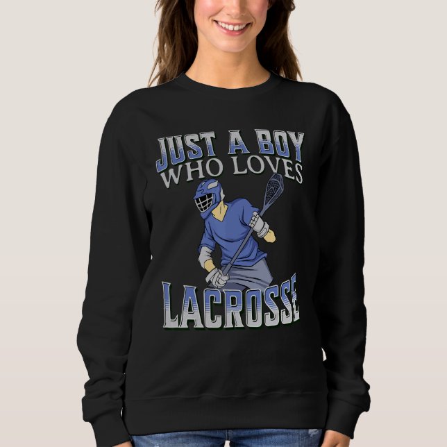 Moletom Apenas Um Menino Que Ama Lacrosse Criança Esporte  (Frente)