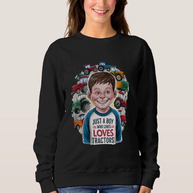 Moletom Apenas um menino que ama tratores divertido trator (Frente)