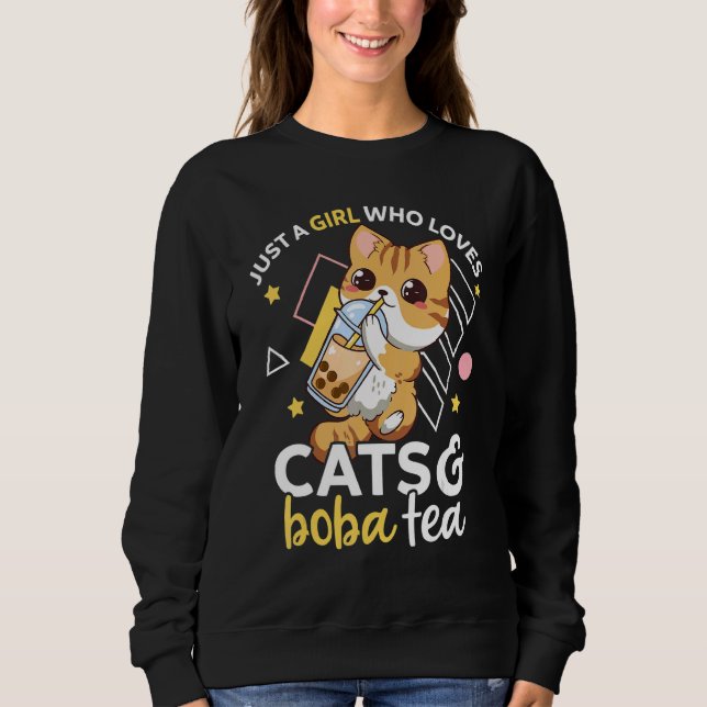 Moletom Apenas Uma Menina Que Ama Gatos E Boba Tea Neko Bu (Frente)