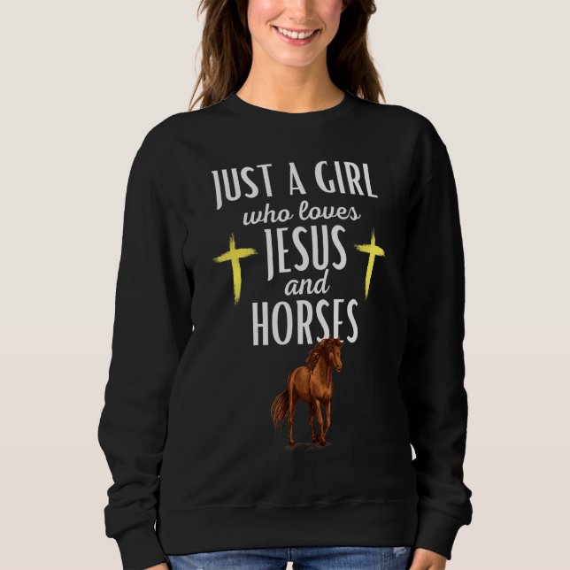 Moletom Apenas Uma Menina Que Ama Jesus E Cavalos Cristo B (Frente)
