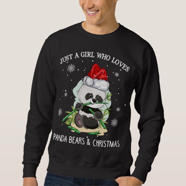 Moletom Apenas Uma Menina Que Ama Pandas E Natal (Frente)