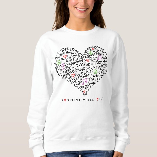 Moletom Apenas Vibrações Positivas Coração Design (Frente)