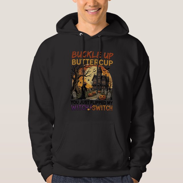 Moletom Aperte O Cinto Borboleta Bruxa Interruptor Hallowe (Frente)