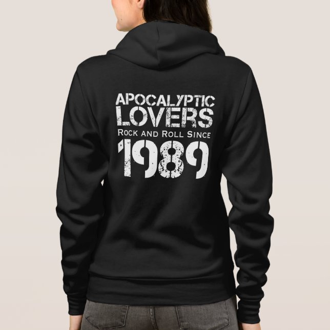Moletom Apocaliptos Amantes (W) Desde 1989, zíper hoodie. (Verso)