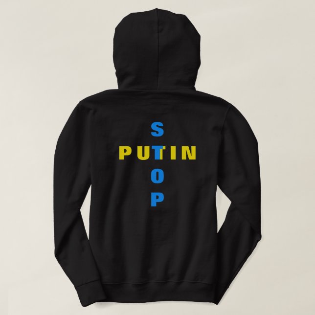 Moletom Apoiar a Ucrânia Hoodie Stop Putin Bandeira Ucrani (Verso do Design)