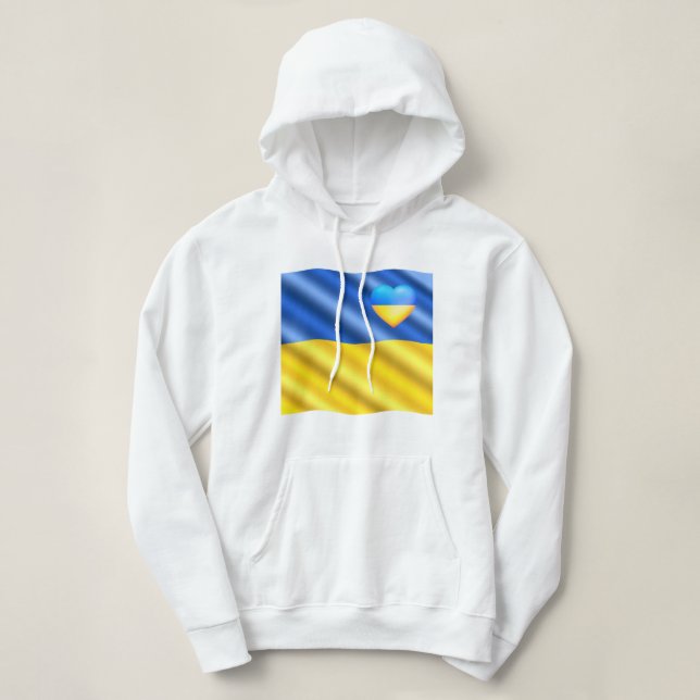 Moletom Apoiar a Ucrânia Hoodie Ucraniana Flag Heart (Frente do Design)