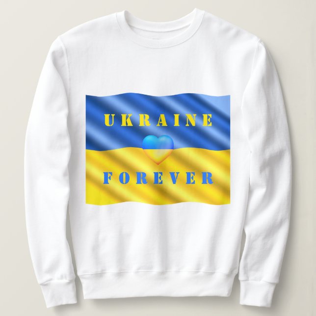 Moletom Apoiar a Ucrânia Sweatshirt Ucraniana Flag Heart (Frente do Design)