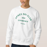 Moletom Après Ski Club Winter Green Ski Resort Crest Mens<br><div class="desc">Après Ski Club, crista verde de esqui de inverno, camisola branca. Personalize com o ano de sua viagem de esqui, nome do resort de esqui e local. Perfeito para uma viagem de esqui de destino de grupo, como presente para lembrar de uma viagem passada ou para uma festa de solteiro...</div>