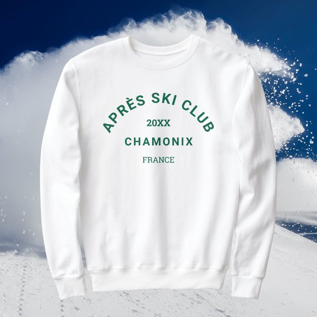 Moletom Après Ski Club Winter Green Ski Resort Crest White (Criador carregado)
