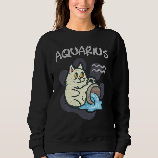 Moletom Aquarius Cat Zodiac Sinal Astrologia Gatinho Engra (Frente)