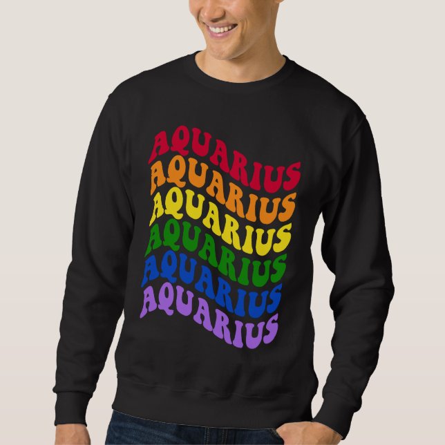 Moletom Aquarius Zodiac Sign LGBT Gay Pride LGBTQ Rainbow  (Frente)