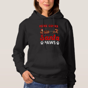 Moletom Aqui Vem Papai Noel Paws Engraçado Cachorro de Nat
