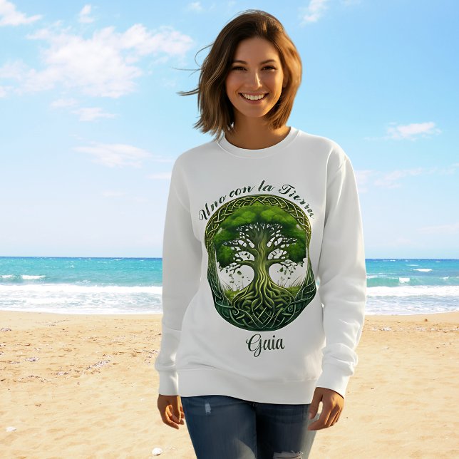 Moletom  Árbol de la Vida, Uno con la Tierra (Amor a Madre Tierra GAIA, personalizable regalo para mujer medita, yoga, estilo Celta, senderismo)