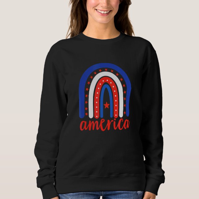 Moletom Arco-Íris 4 de julho Bandeira Americana Patriótica (Frente)