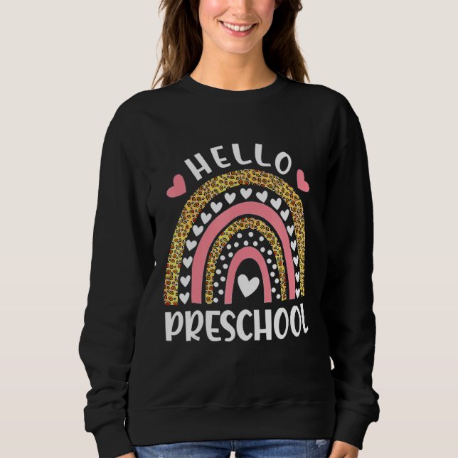 Moletom Arco-Íris Alô, Pré-Escolar De Volta À Professora S (Frente)