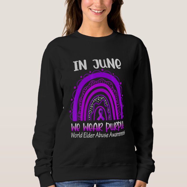 Moletom Arco-Íris Em junho vestimos Abuso do Mundo Roxo (Frente)