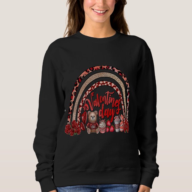 Moletom Arco-íris Leopardo Fofo Rosa Vermelho Ocidental Di (Frente)