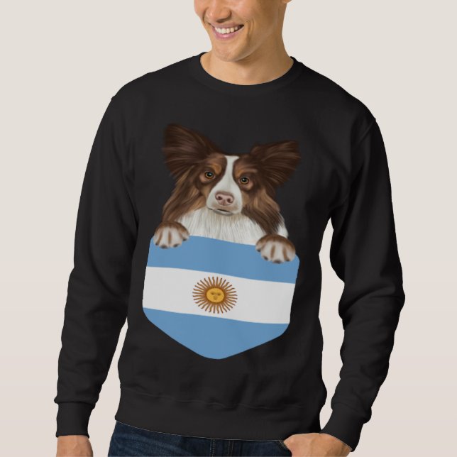 Moletom Argentina Flag Collie Dog In Pocket (Frente)