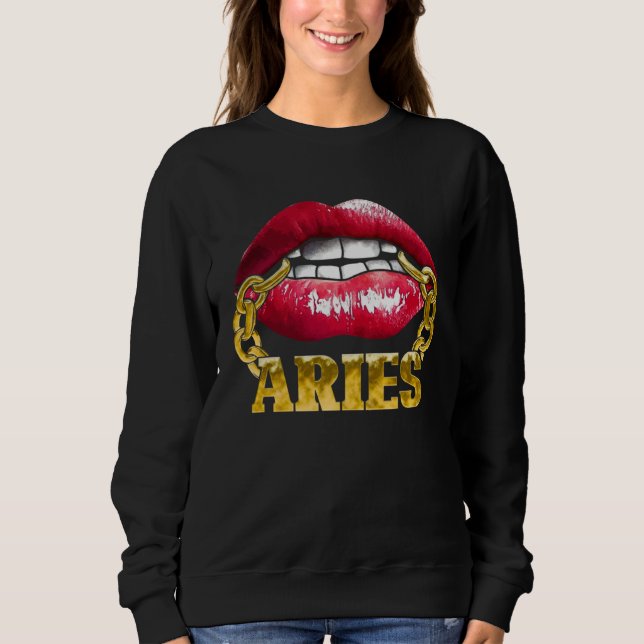 Moletom Aries Horoscope Juicy Lips Chain for African Ameri (Frente)