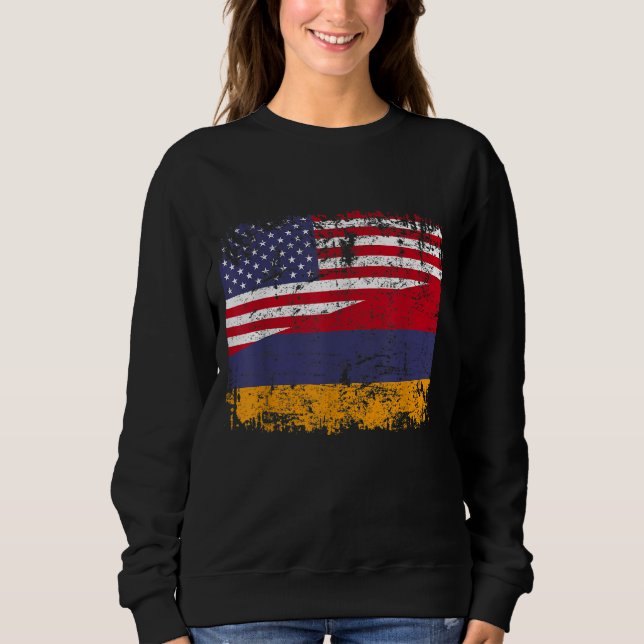 Moletom ARMENIAN ROOTS Half American Flag USA ARMENIA FLAG (Frente)