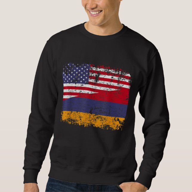 Moletom ARMENIAN ROOTS Half American Flag USA ARMENIA FLAG (Frente)