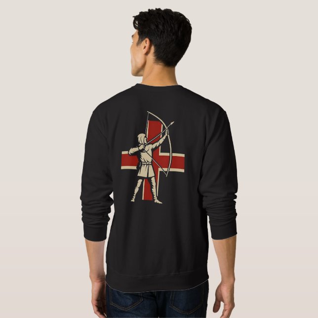 Moletom Arqueiro Inglês de Arco Longo Cruz de São Jorge (Parte Traseira Completa)