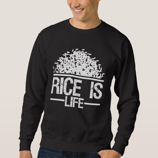 Moletom Arroz é Vida Comida Asiática  Cozinha Filipinas Fi (Frente)