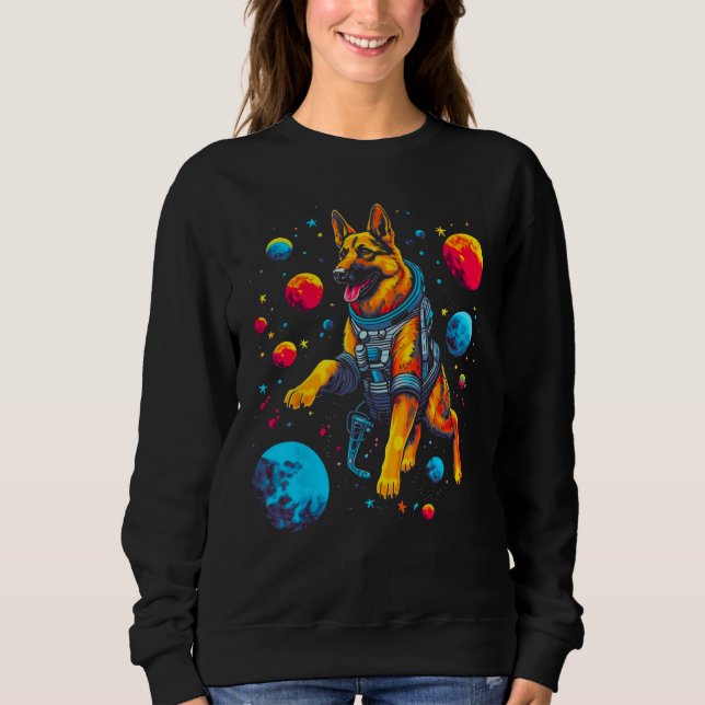 Moletom Art German Shepherd Dog Space Planet (Frente)