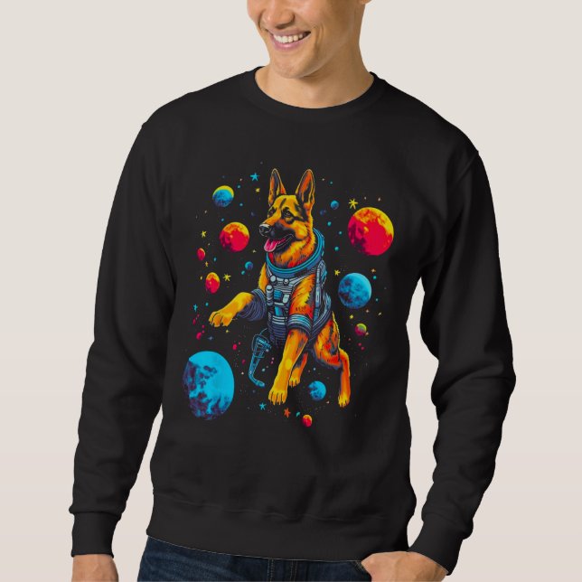 Moletom Art German Shepherd Dog Space Planet (Frente)