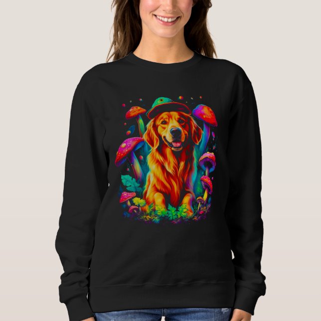 Moletom Art Golden Retriever Dog Mushroom Psychedelic (Frente)