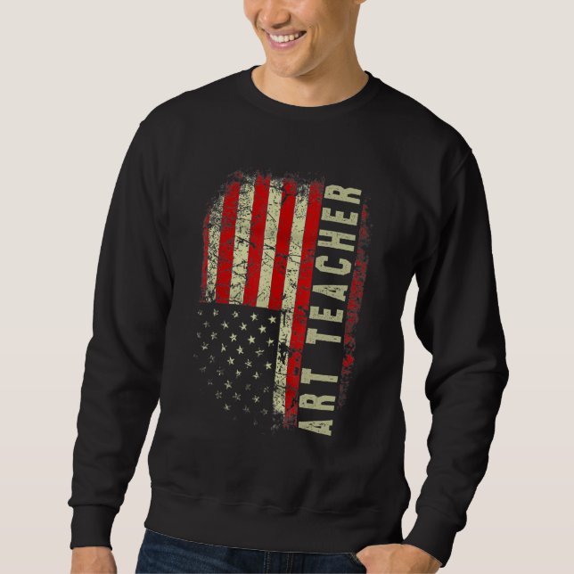 Moletom Art Teacher Day 4th Of July US Flag Patriotic Teac (Frente)