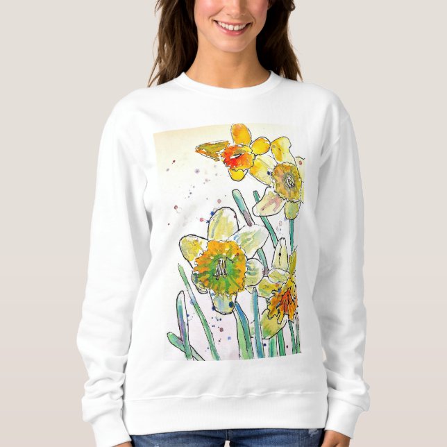 Moletom Arte a aquarela amarela Daffodil Girls T Shirt (Frente)