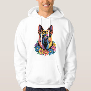 Moletom Arte Colorida de Cachorro com Flores e Tons