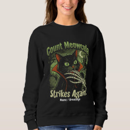 Moletom Arte Cômico de Gato Preto Vampiro Vintage Assustad