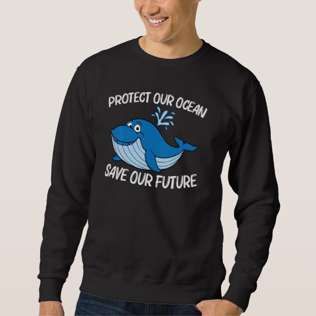 Moletom Arte De Baleia Para Homens Orca Narwhale Blue Whal (Frente)