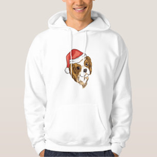 Moletom Arte de Cão Cavalier de Natal Usando Chapéu de Pap