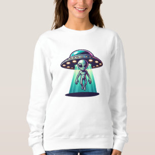 Moletom Arte de IA com OVNI transportando um Alien