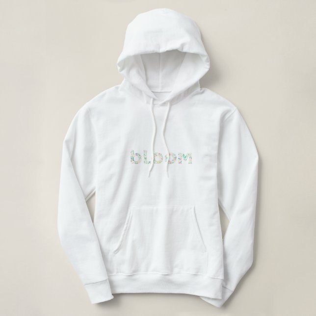 Moletom “Arte de Letra Botânica BLOOM – Palavra Inspirada  (Frente do Design)