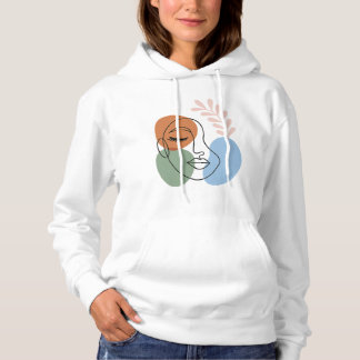 Moletom Arte de Linha Abstrata Rosto com Toque Botânico